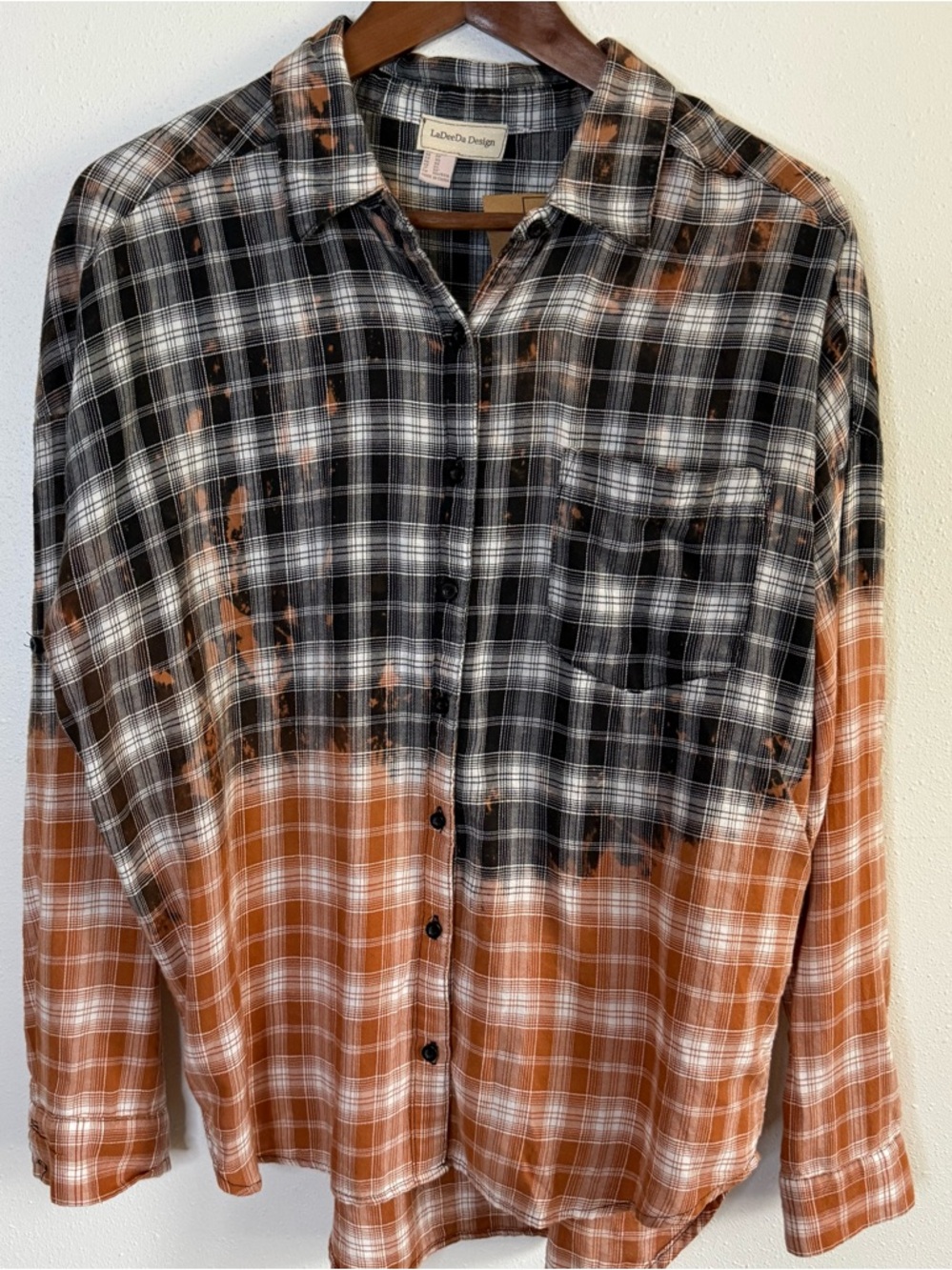 LaDeeDa Design Upcycled Plaid Flannel Shirt XS Hand Reworked One of a Kind - Picture 4 of 7